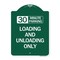 Signmission 30 Minute Parking Loading and Unloading Only, Green & White Aluminum Sign, 18" x 24", GW-1824-24426 A-DES-GW-1824-24426 - alternate 1